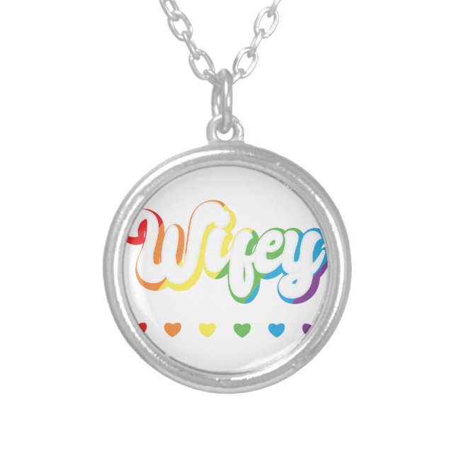 Rainbow LGBTQIA Lesbian Gay Support Silver Plated Necklace (Front)