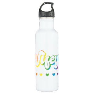 Rainbow LGBTQIA Lesbian Gay Support Stainless Steel Water Bottle