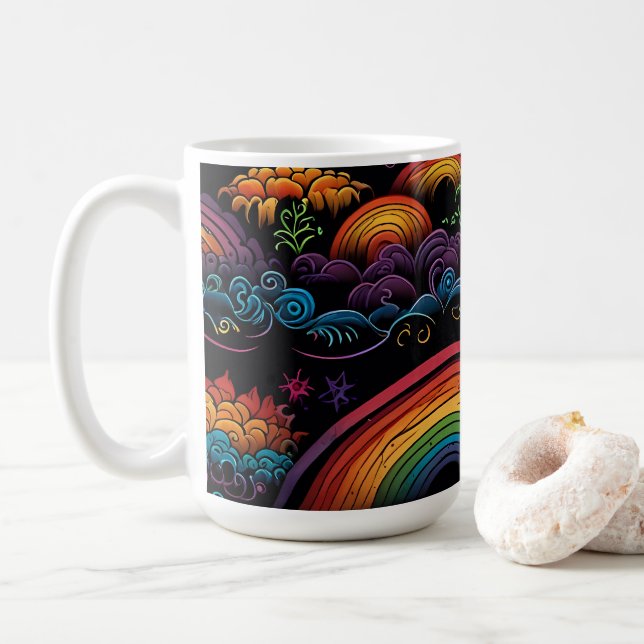 Rainbow LGBYQ Design Coffee Mug (With Donut)