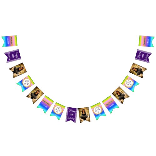 Rainbow Libra Glitter Birthday Party Bunting Flags