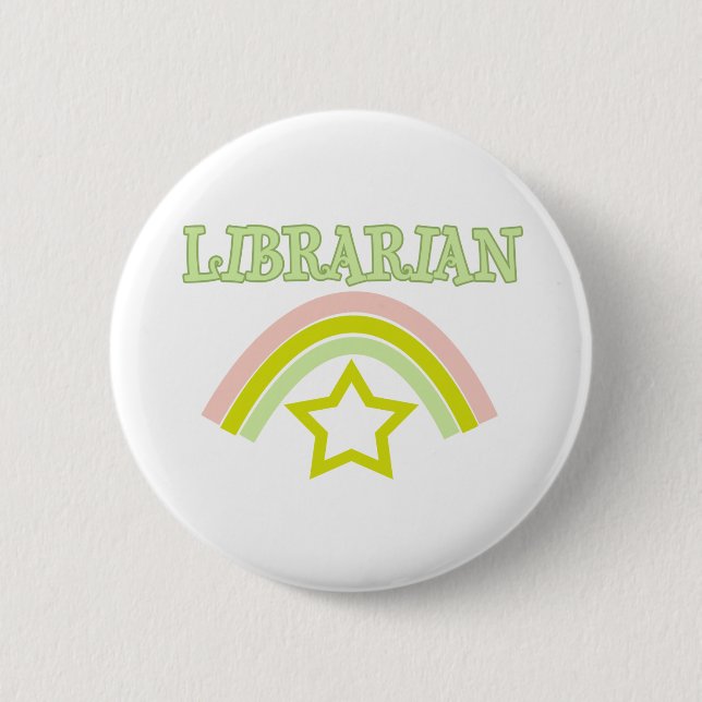 Rainbow Librarian Pinback Button (Front)