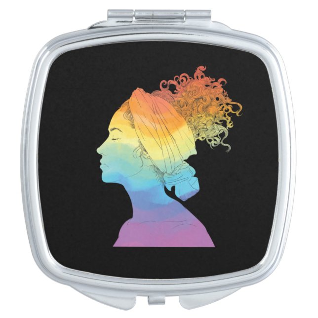 Rainbow Life, Woman, Freedom Compact Mirror (Front)