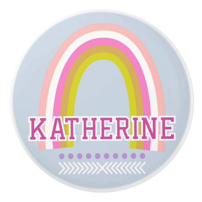 Rainbow Light Blue Ceramic Knob (Front)