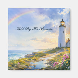 Rainbow Lighthouse Coastal Watercolor Magnet