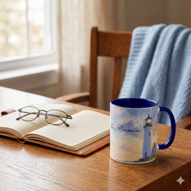 Rainbow Lighthouse Coastal Watercolor Mug (Rainbow Lighthouse Coastal Watercolor Mug)