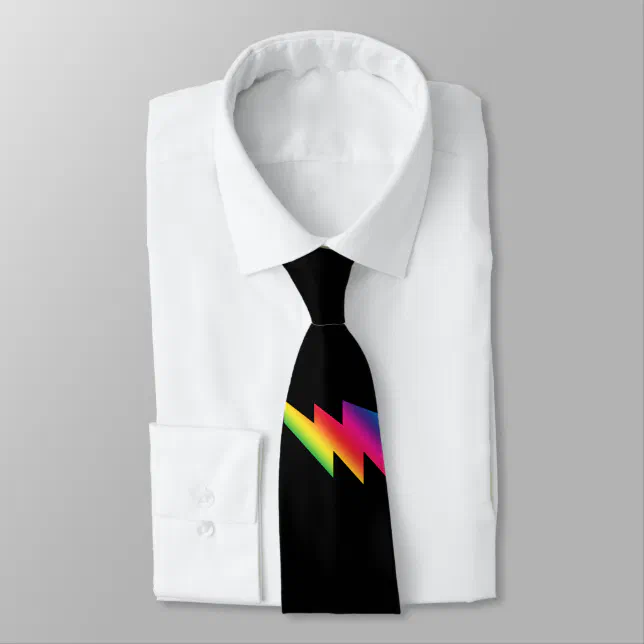Rainbow Lightning Bolt Ribbon Gay Pride Men's Neck Tie Zazzle