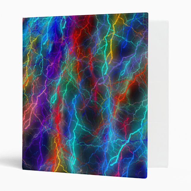 Rainbow Lightning Storm 3 Ring Binder (Front/Inside)