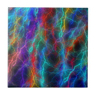 Rainbow Lightning Storm Ceramic Tile