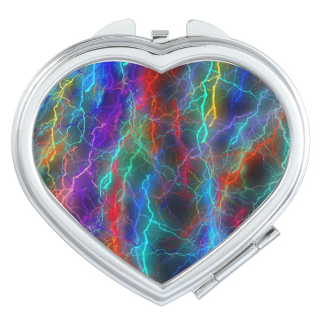 Rainbow Lightning Storm Compact Mirror (Front)