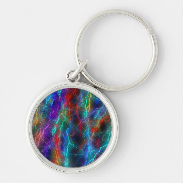 Rainbow Lightning Storm Keychain (Front)