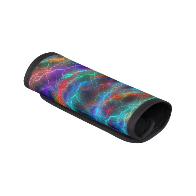 Rainbow Lightning Storm Luggage Handle Wrap (Angled)