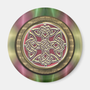 Rainbow Lights Gold Stone Celtic Shield Knot Magnet