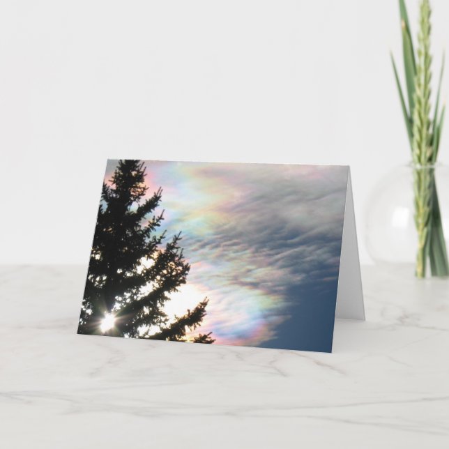 Rainbow lights in cloud thank you card (Front)
