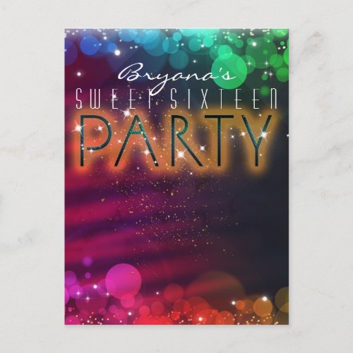 Rainbow Lights Sparkle Dance Club Party Invitation