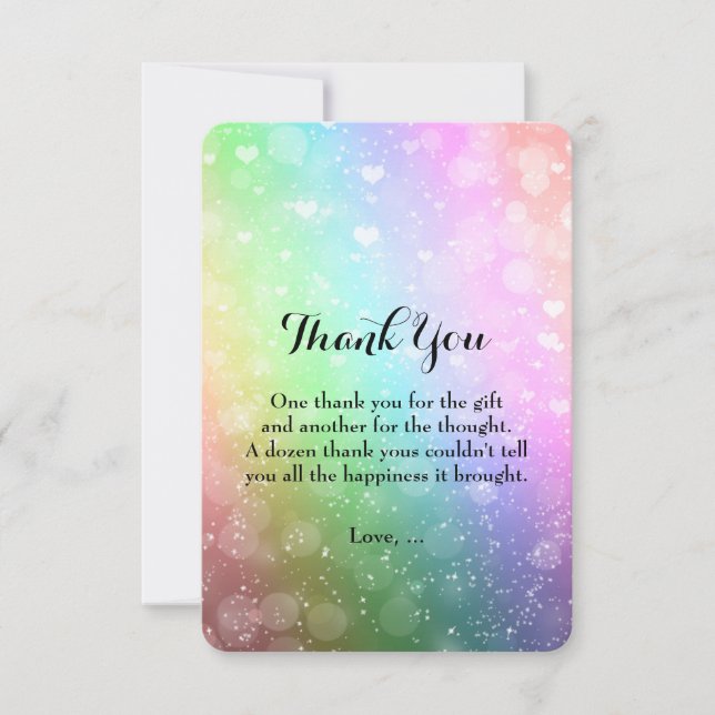 Rainbow Lights Sparkle Sweet 16 Thank You Card (Front)