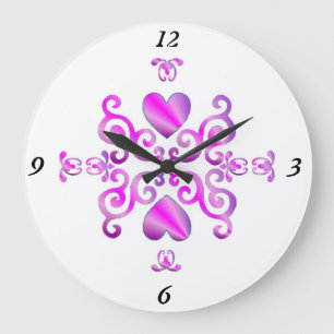 Rainbow Lily and Heart Large Clock