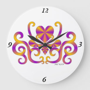 Rainbow Lily and Heart Large Clock