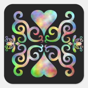 Rainbow Lily and Heart Square Sticker