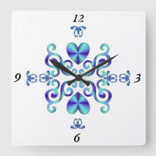 Rainbow Lily and Heart Square Wall Clock