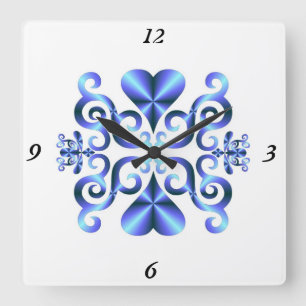 Rainbow Lily and Heart Square Wall Clock