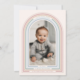 Rainbow Line Arch 1st Birthday Invitation