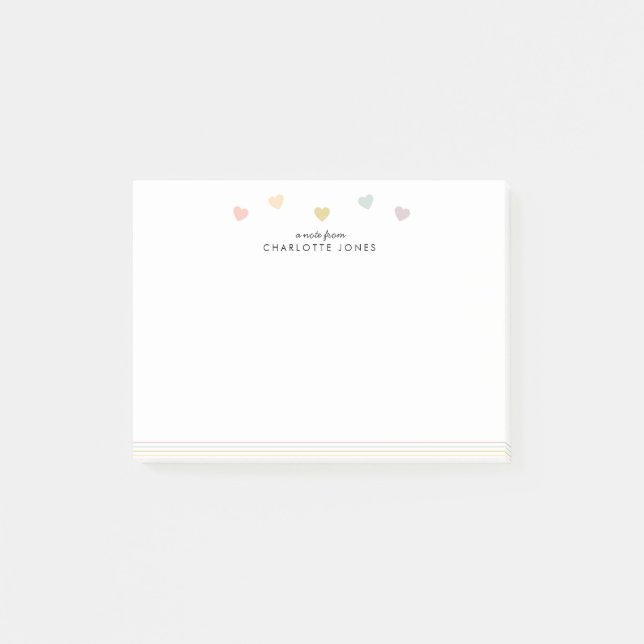 Rainbow Line Hearts Post-it Notes (Front)