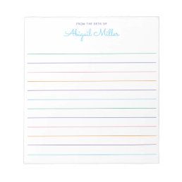 Rainbow Lined Personalized  Notepad