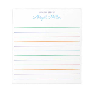 Rainbow Lined Personalized  Notepad