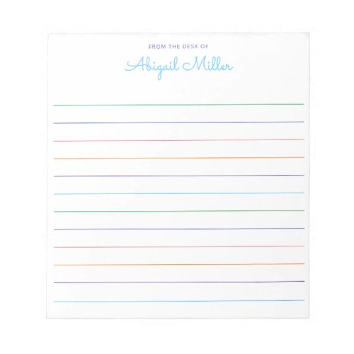 Rainbow Lined Personalized  Notepad