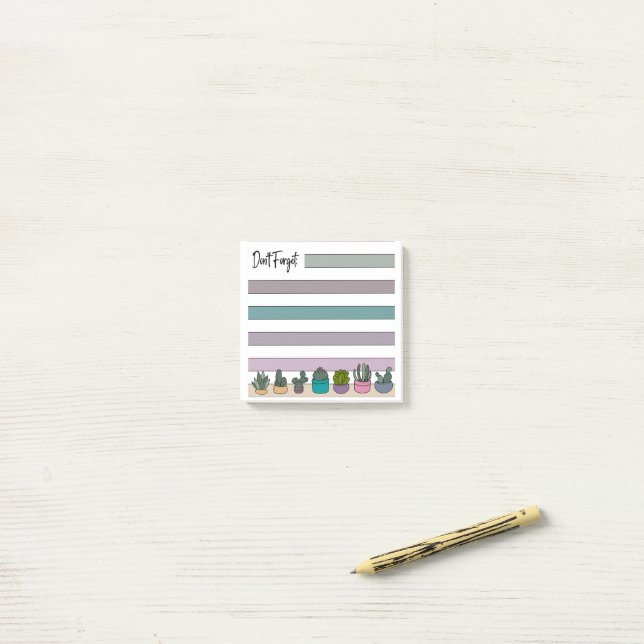 Rainbow Lined Potted Succulents & Cacti -  Post-it Notes (On Desk)