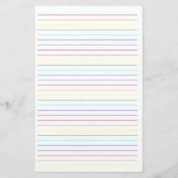 Rainbow Lined Simple Stationary Stationery by teknogeek at Zazzle