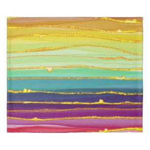 Rainbow lines: abstract luxury composition. duvet cover