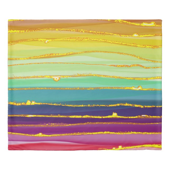 Rainbow lines: abstract luxury composition. duvet cover (Front)