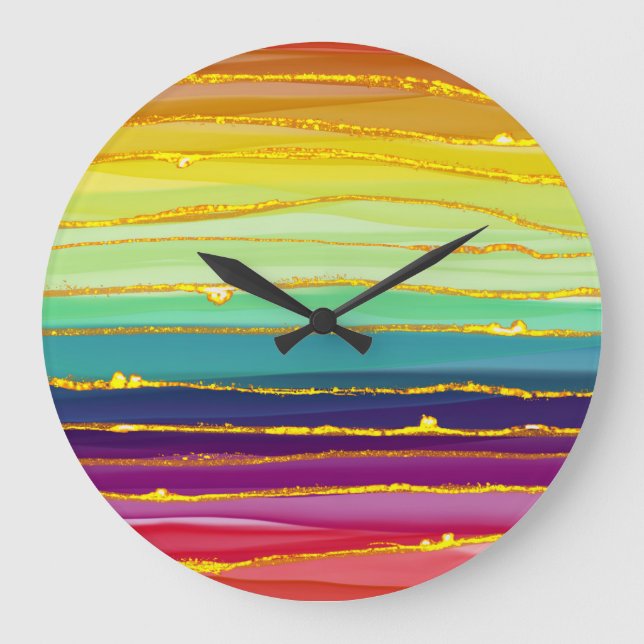 Rainbow lines: abstract luxury composition. large clock (Front)