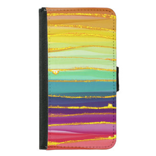 Rainbow lines: abstract luxury composition. samsung galaxy s5 wallet case