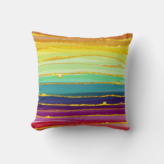 Rainbow lines: abstract luxury composition. throw pillow (Front)