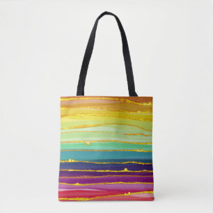 Rainbow lines: abstract luxury composition. tote bag