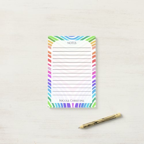 Rainbow Lines Stripes Pattern CUSTOMIZED Colorful Post_it Notes