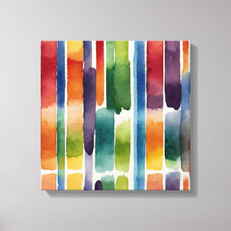 Rainbow lines Watercolor wall art