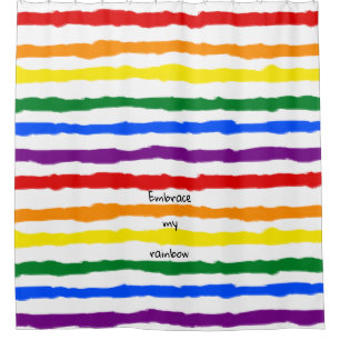 Rainbow Lines with Custom Text Shower Curtain