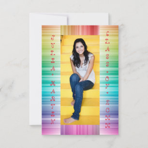 Rainbow Lines with Photo - 3x5 Grad Announcement