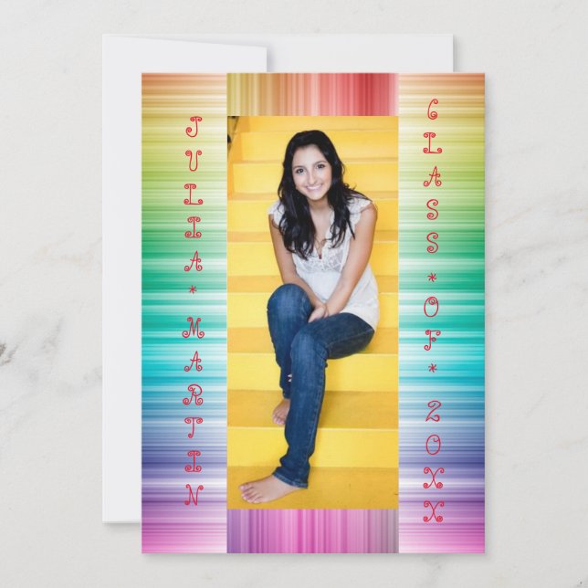 Rainbow Lines with Photo - Grad Announcement (Front)