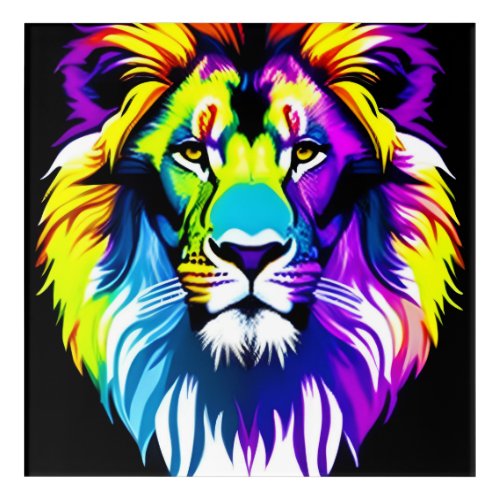 Rainbow Lion Acrylic Art