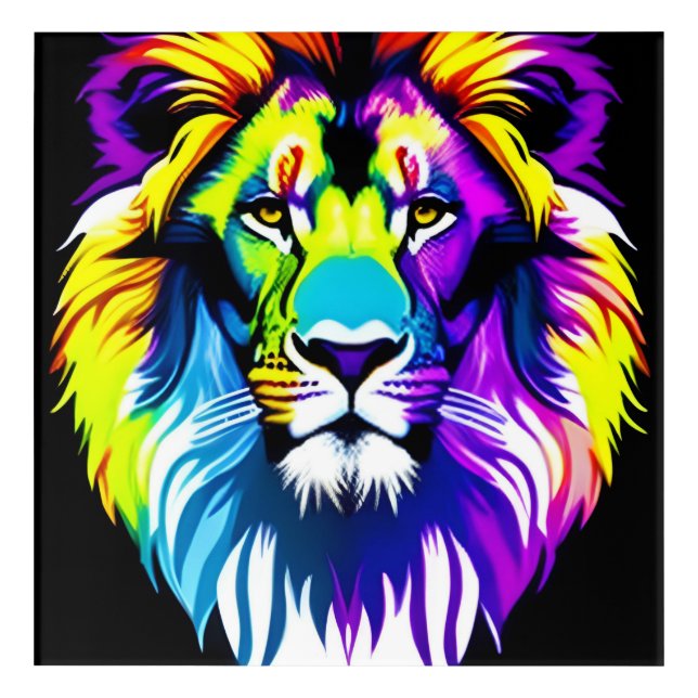Rainbow Lion Acrylic Art (Front)