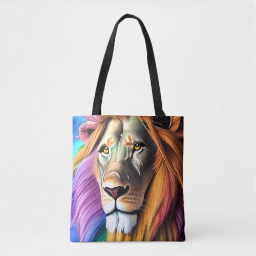 Rainbow Lion Editable Tote Bag