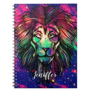 Rainbow Lion Hipster Galaxy Notebook