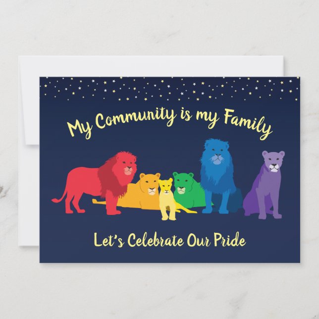 Rainbow Lion Pride LGBT Pride Party  Invitation (Front)