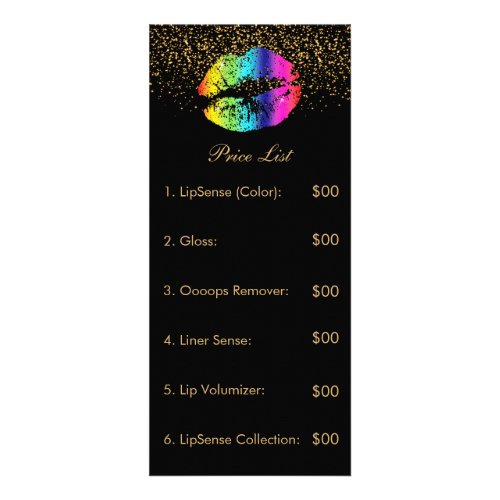 Rainbow Lip Price List Rack Card