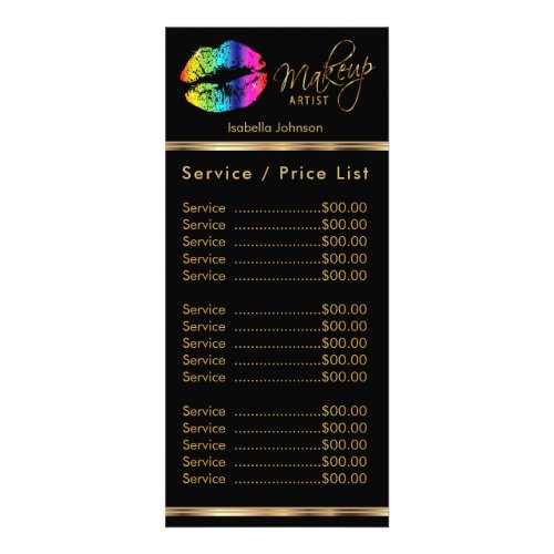 Rainbow Lips _ Black _ Service  Price List Rack Card