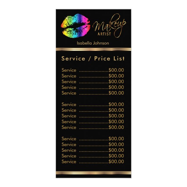 Rainbow Lips - Black - Service / Price List Rack Card (Front)